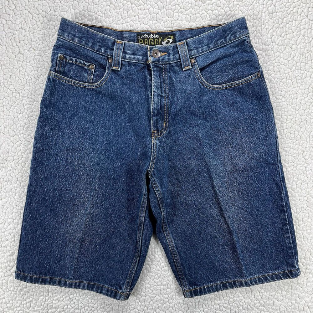 Anchor Blue Baggy Denim‎ Shorts Men’s Size 32 Blue Y2K Hip Hop Streetwear